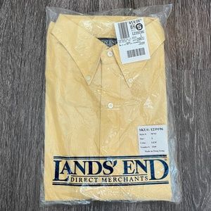 NWT Land's End 16-16.5 Yellow Chambray Short Sleeve Button Down